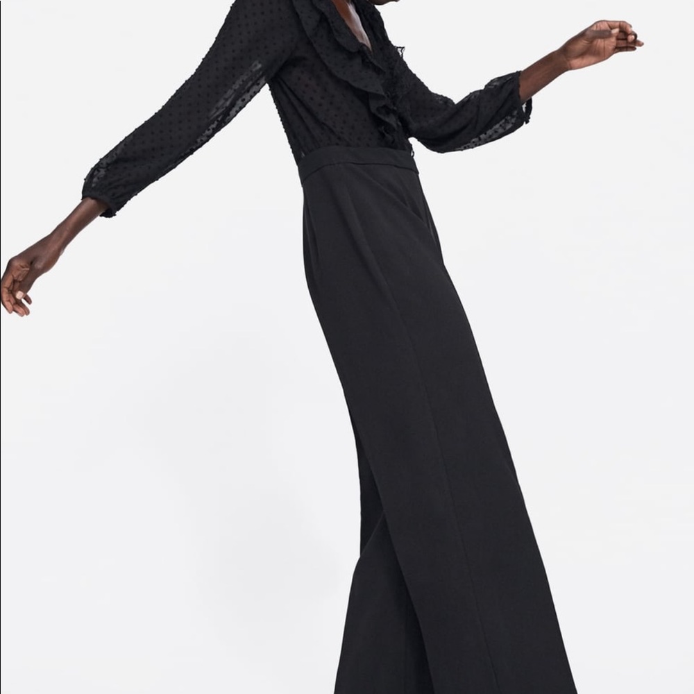 Zara V-Neck Jumpsuit with Ruffles